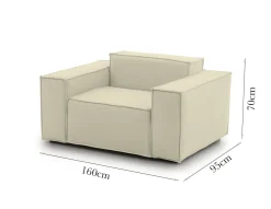 Poltrona in tessuto e legno con braccioli beige - Rodonite