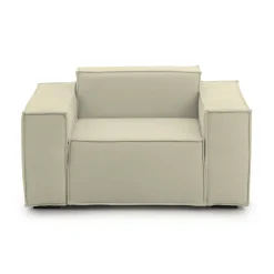 Poltrona in tessuto e legno con braccioli beige - Rodonite