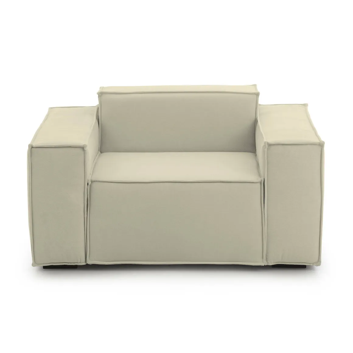 Poltrona in tessuto e legno con braccioli beige - Rodonite