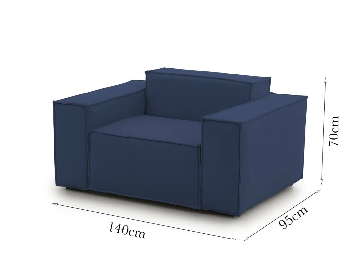 Poltrone|Poltroncine > Dmora Poltrona in tessuto e legno massello con braccioli - Leonia Blu