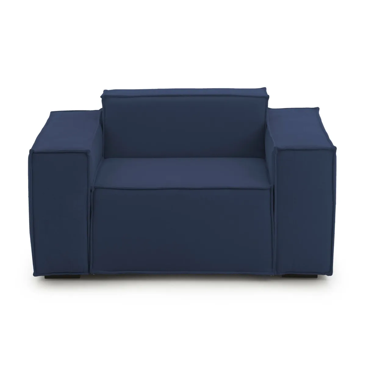 Poltrone|Poltroncine > Dmora Poltrona in tessuto e legno massello con braccioli - Leonia Blu
