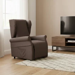Poltrone|Poltrone Relax > Dmora Poltrona Sfoderabile Reclinabile 75x84x107h cm, Braccioli Made in Italy - Treia Marrone