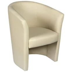 Poltrona moderna in ecopelle con braccioli beige - Ago