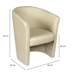 Poltrona moderna in ecopelle con braccioli beige - Ago