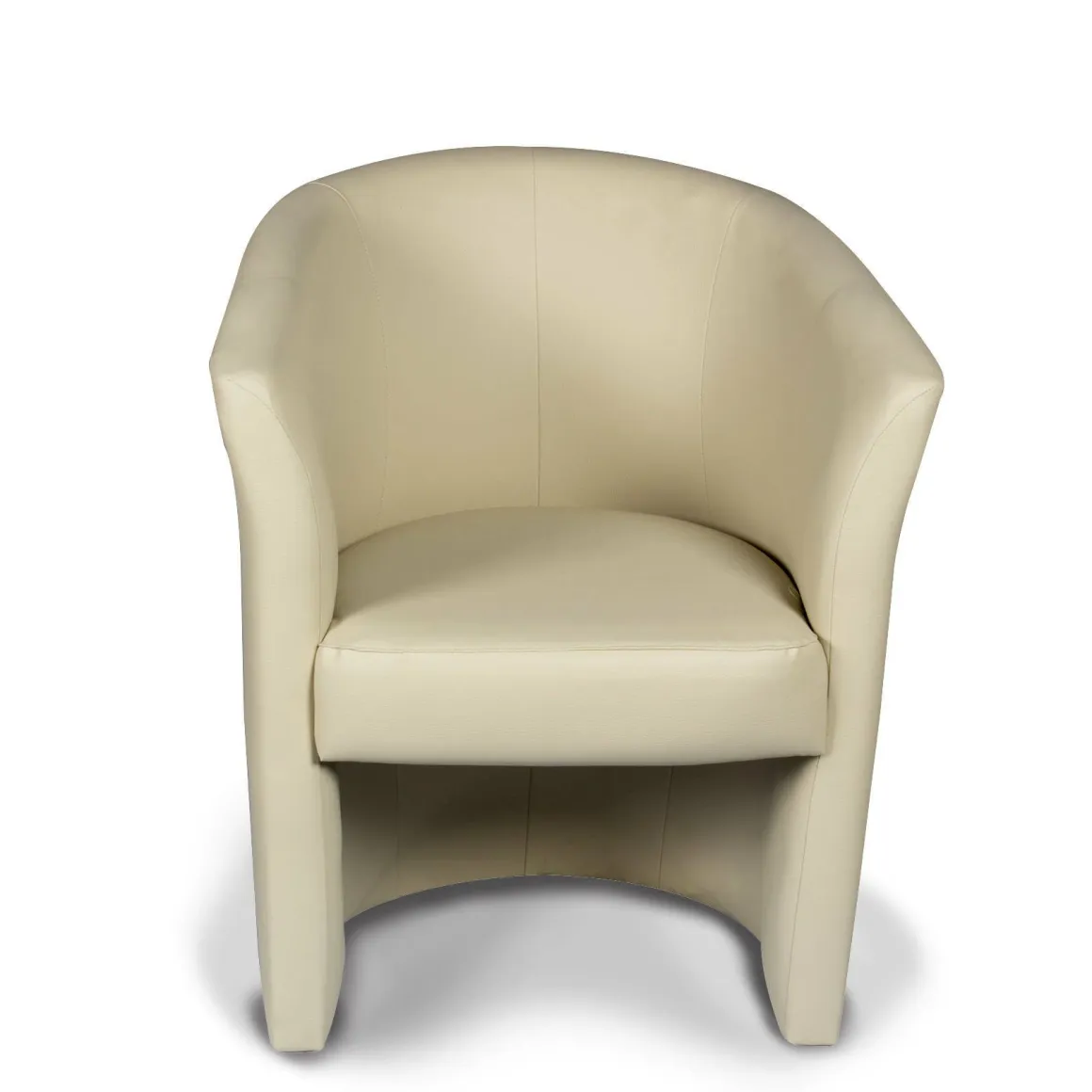 Poltrona moderna in ecopelle con braccioli beige - Ago