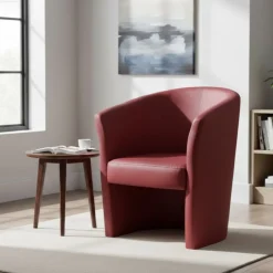Poltrona moderna in ecopelle con braccioli rossa - Ago