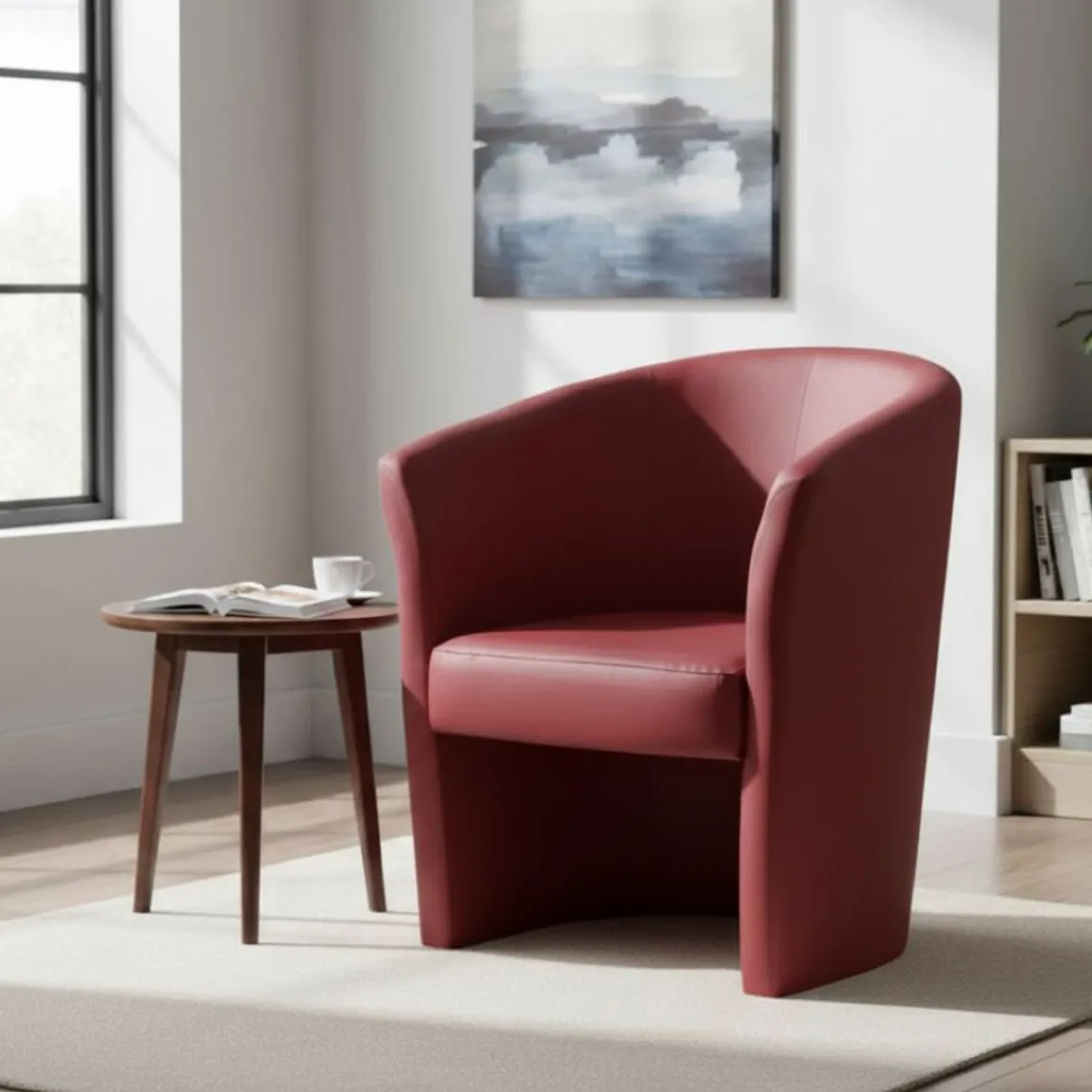 Poltrona moderna in ecopelle con braccioli rossa - Ago