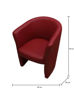 Poltrona moderna in ecopelle con braccioli rossa - Ago