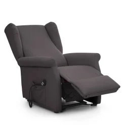 Poltrona Nero Antracite Sfoderabile Reclinabile 75x84x107h cm, Braccioli Made in Italy - Treia