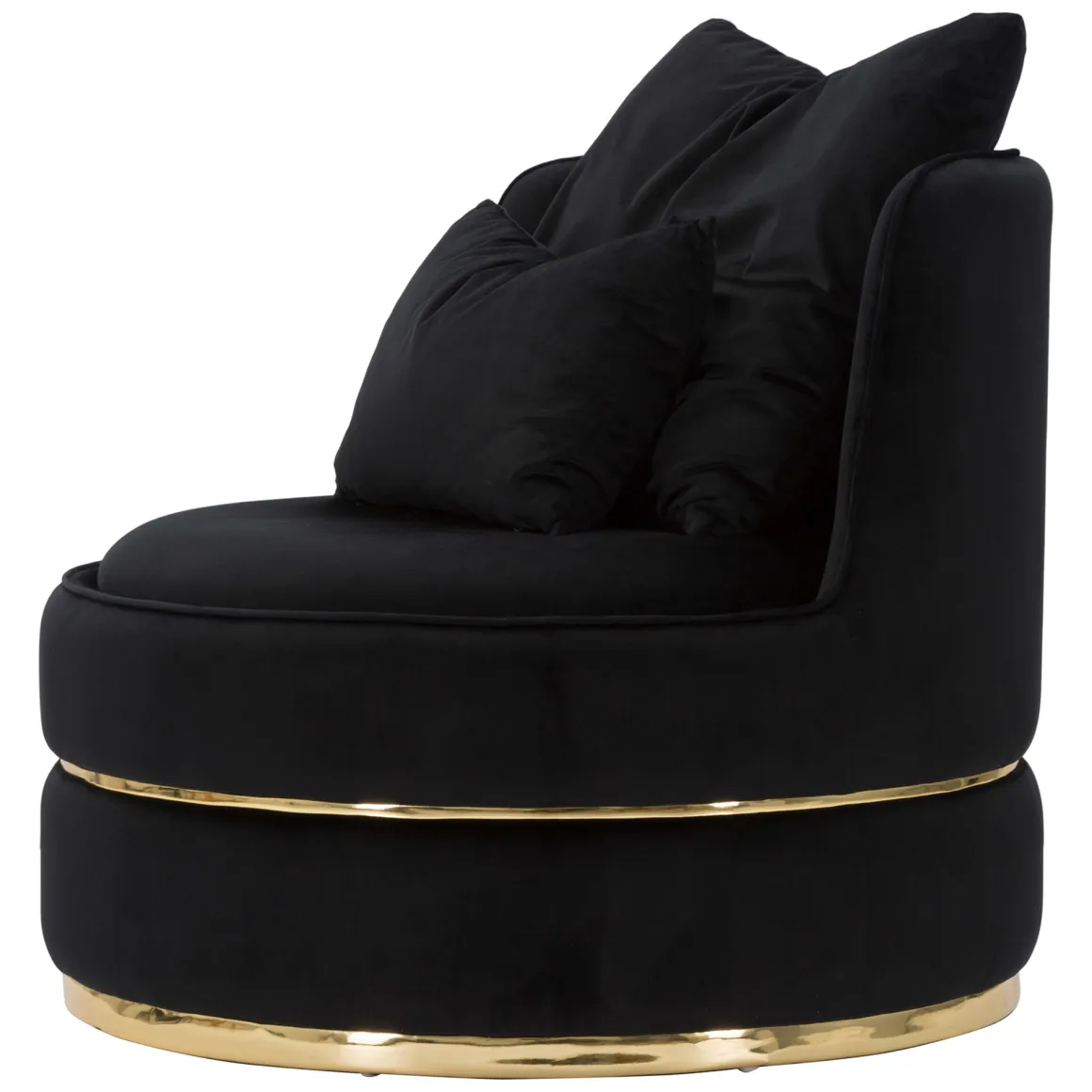 Poltrona Nero oro con Cuscini Materiale Struttura in Legno Nobilitato 84x84x72h cm, Materiale Struttura in Tessuto - Palang