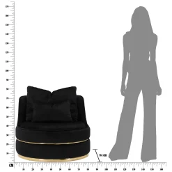 Poltrona Nero oro con Cuscini Materiale Struttura in Legno Nobilitato 84x84x72h cm, Materiale Struttura in Tessuto - Palang