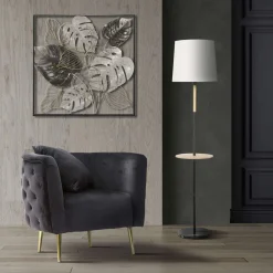 Poltrone > Dmora Poltrona Nero oro Rivestimento in Velluto Braccioli 76x74x71h cm, Materiale Struttura in Metallo - StIves Oro, Nero