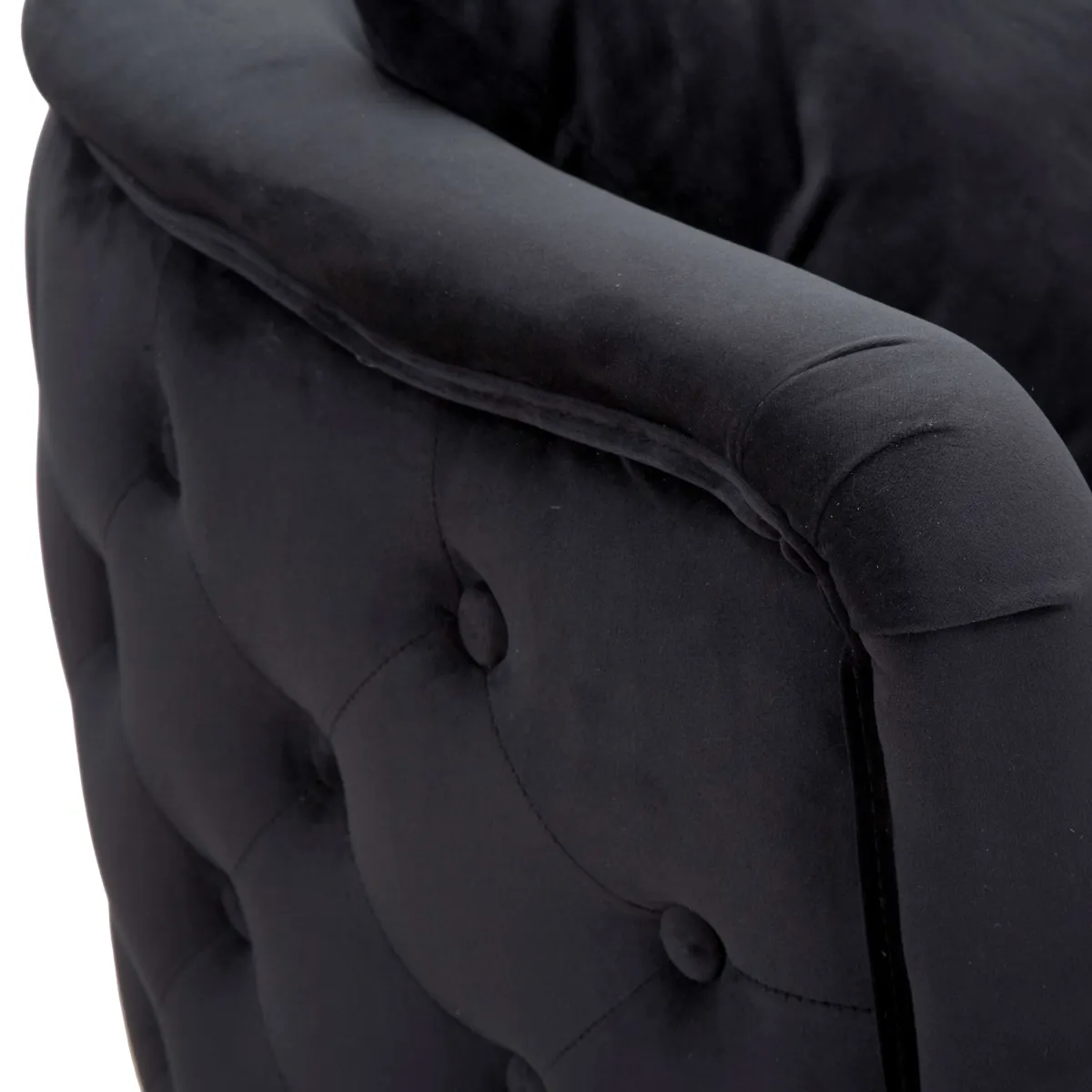 Poltrone > Dmora Poltrona Nero oro Rivestimento in Velluto Braccioli 76x74x71h cm, Materiale Struttura in Metallo - StIves Oro, Nero