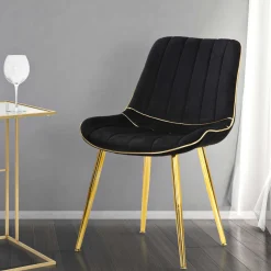 Poltrona Nero oro set da 2 Materiale Struttura in Metallo 51x59x79h cm, Materiale Struttura in Tessuto - Ribe