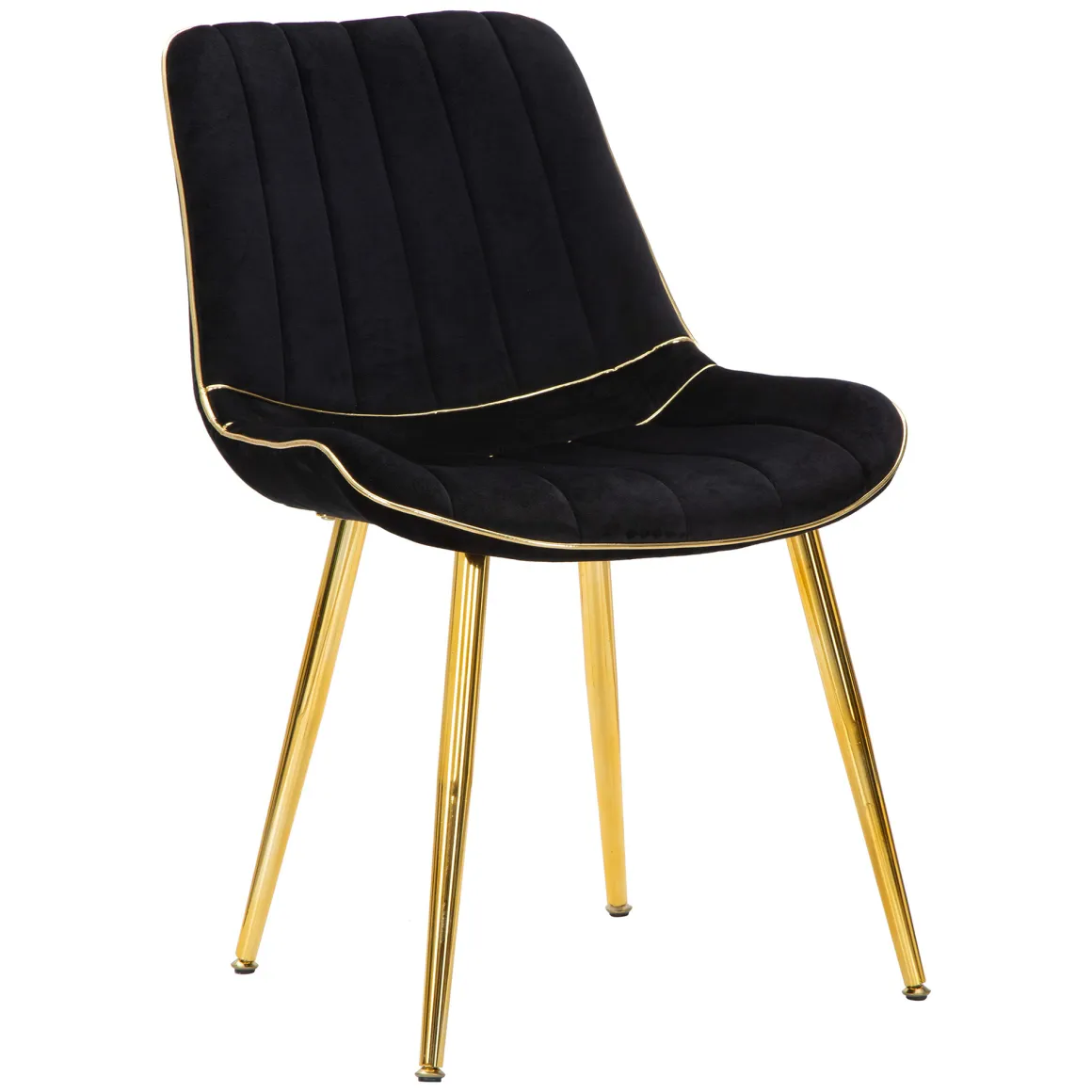Poltrona Nero oro set da 2 Materiale Struttura in Metallo 51x59x79h cm, Materiale Struttura in Tessuto - Ribe