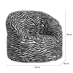 Poltrone|Poltroncine > Dmora Poltrona pouf in tessuto zebrata - Zante Bianco, Nero