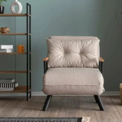 Poltrona reclinabile in tessuto con braccioli beige - Keoni
