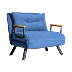Poltrona reclinabile in tessuto con braccioli blu - Keoni