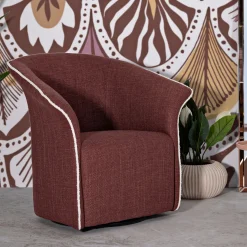 Poltrona Rosso Bianco Base Girevole Braccioli 84x66x80h cm, Materiale Struttura in Metallo - Toamas
