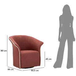Poltrona Rosso Bianco Base Girevole Braccioli 84x66x80h cm, Materiale Struttura in Metallo - Toamas