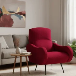 Poltrona Rosso Braccioli Peso Supportato 90 kg 70x100x98h cm, Materiale Struttura in Legno Made in Italy - Lasnigo