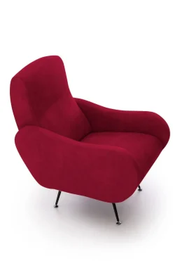 Poltrona Rosso Braccioli Peso Supportato 90 kg 70x100x98h cm, Materiale Struttura in Legno Made in Italy - Lasnigo