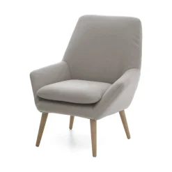 Poltrone|Poltroncine > Dmora Poltrona scandi in tessuto con braccioli tortora - Anido Grigio Tortora