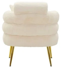 Poltrona shabby in tessuto con braccioli bianca e oro - Castagna