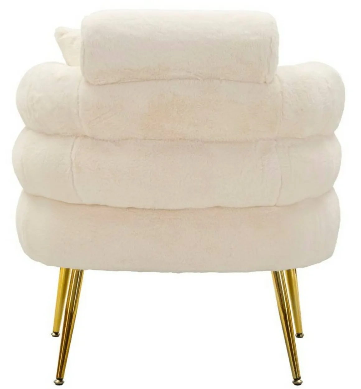 Poltrona shabby in tessuto con braccioli bianca e oro - Castagna