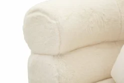Poltrona shabby in tessuto con braccioli bianca e oro - Castagna