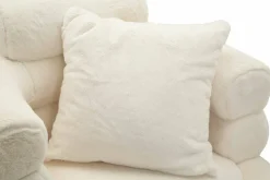 Poltrona shabby in tessuto con braccioli bianca e oro - Castagna