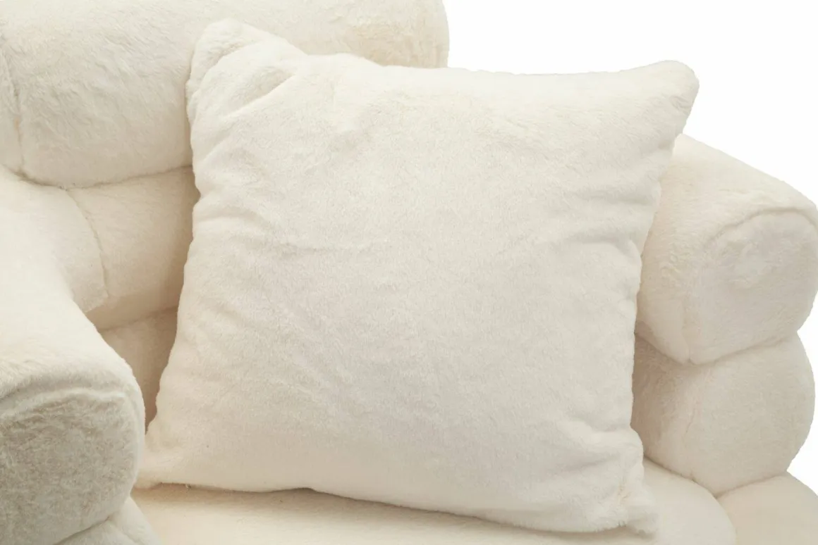 Poltrona shabby in tessuto con braccioli bianca e oro - Castagna