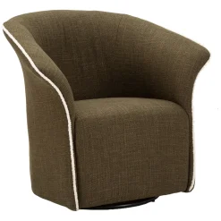 Poltrone > Dmora Poltrona Verde Bianco Base Girevole Braccioli 84x66x80h cm, Materiale Struttura in Metallo - Toamas Bianco, Verde