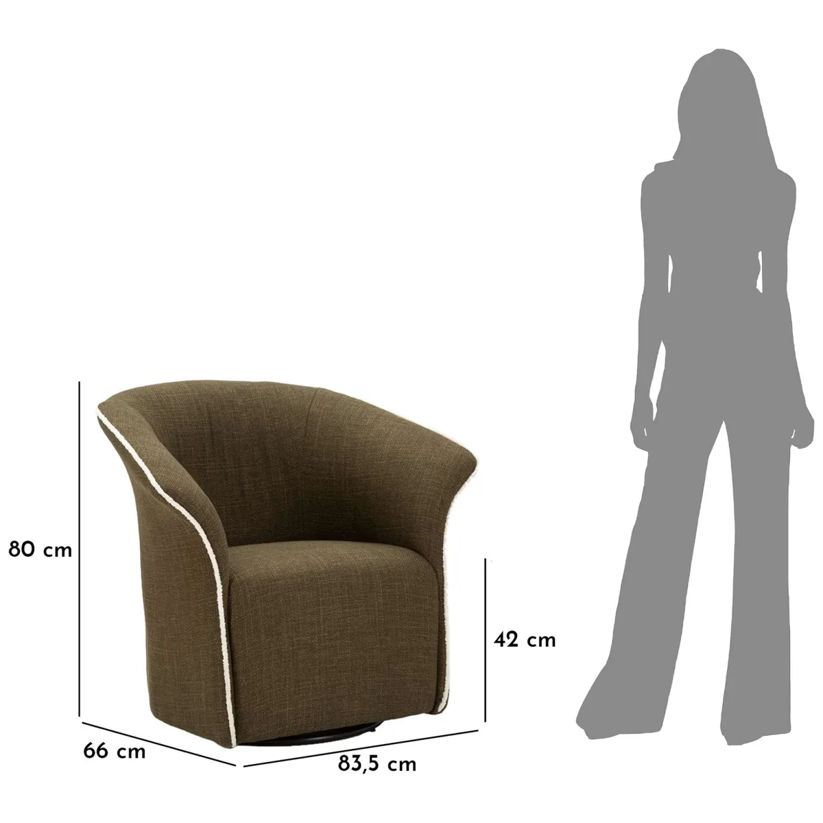 Poltrone > Dmora Poltrona Verde Bianco Base Girevole Braccioli 84x66x80h cm, Materiale Struttura in Metallo - Toamas Bianco, Verde