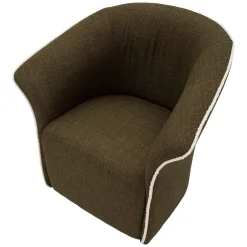 Poltrone > Dmora Poltrona Verde Bianco Base Girevole Braccioli 84x66x80h cm, Materiale Struttura in Metallo - Toamas Bianco, Verde