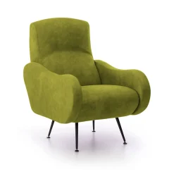 Poltrona Verde Braccioli Peso Supportato 90 kg 70x100x98h cm, Materiale Struttura in Legno Made in Italy - Lasnigo