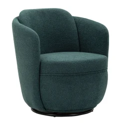 Poltrone > Dmora Poltrona Verde Ottanio Nero Base Girevole Braccioli 70x72x75h cm, Materiale Struttura in Legno Nobilitato - Morond Nero, Verde Ottanio