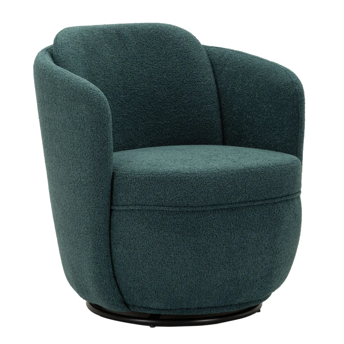 Poltrone > Dmora Poltrona Verde Ottanio Nero Base Girevole Braccioli 70x72x75h cm, Materiale Struttura in Legno Nobilitato - Morond Nero, Verde Ottanio