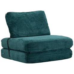 Poltrona Verde Petrolio Trasformabile in Letto, Rivestimento in Tessuto Bouclè Reclinabile 31x31x97h cm, Materiale Struttura in Tessuto - Abyane