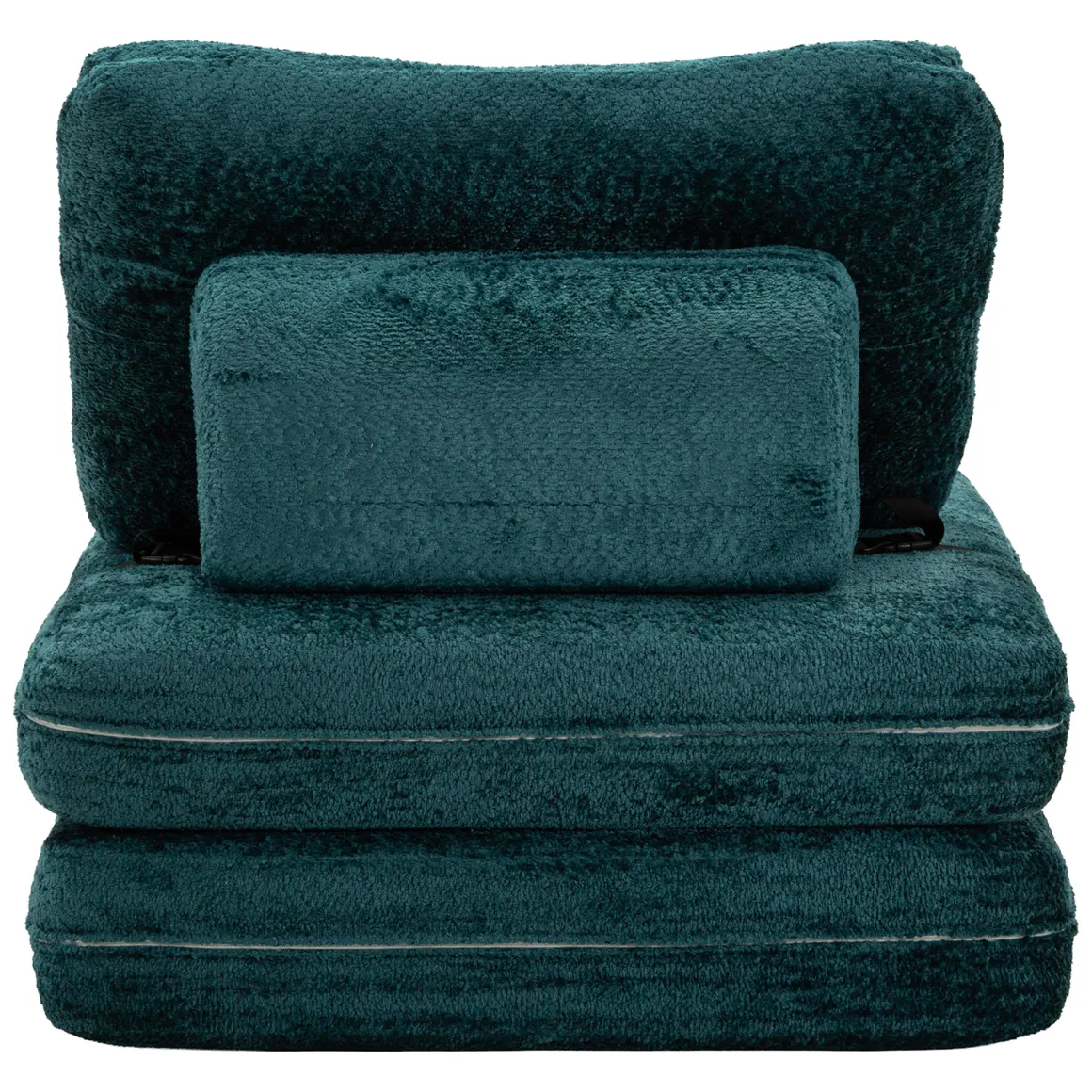 Poltrona Verde Petrolio Trasformabile in Letto, Rivestimento in Tessuto Bouclè Reclinabile 31x31x97h cm, Materiale Struttura in Tessuto - Abyane