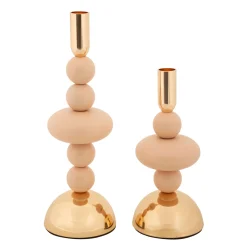 Oggettistica > Dmora Portacandela Rosa oro set da 2 Colore Struttura oro, - Aldan Oro, Rosa