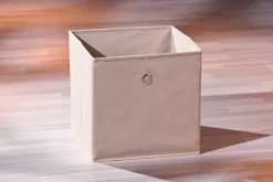 Portaoggetti pieghevole in polipropilene, color beige, cm 32x32x31