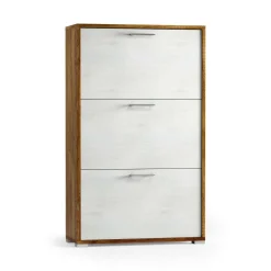 Bagno|Scarpiere > Dmora Porta scarpe 3 ante bianca e rovere 67x112h cm - Axinite Marrone, Bianco Rovere
