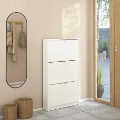 Scarpiere|Lavanderia > Dmora Porta scarpe 3 ante bianca 70x123h cm - Aran Bianco