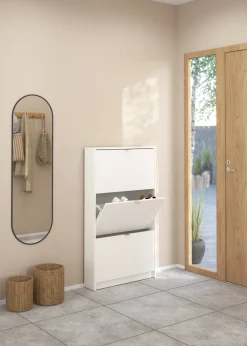 Scarpiere|Lavanderia > Dmora Porta scarpe 3 ante bianca 70x123h cm - Aran Bianco