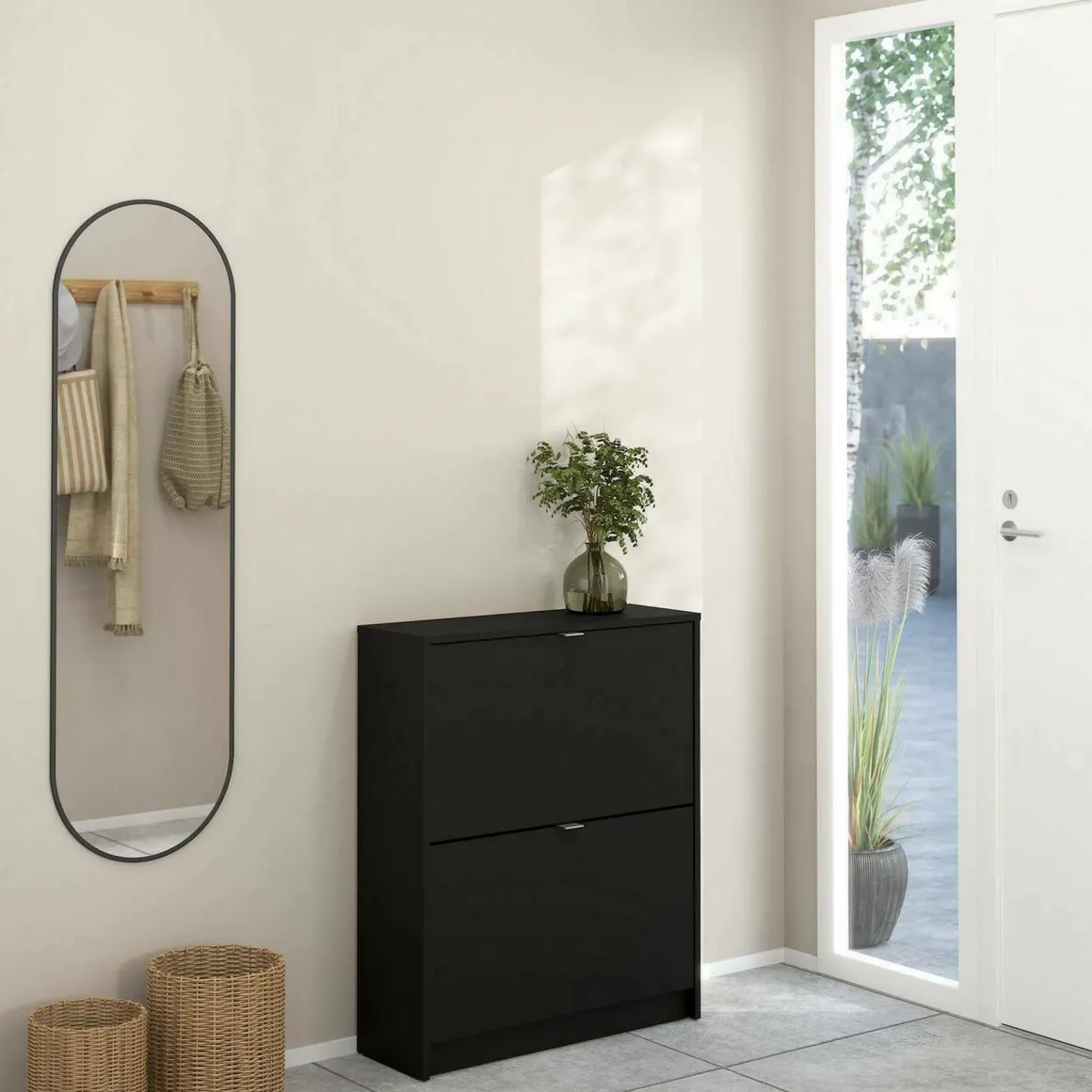 Porta scarpe 2 ante nera 70x85h cm - Larry