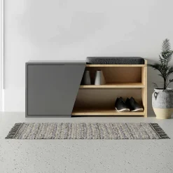 Porta scarpe bassa quercia e antracite 104x37h cm - Neneng