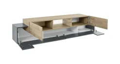 Porta TV antracite e acero 220x40x51h cm 4 ante - Amato
