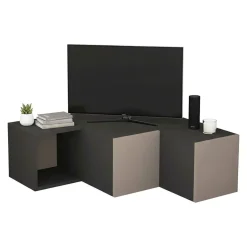 Mobili Porta Tv|Salotto > Dmora Porta TV antracite e beige 90x92x32h cm 2 ante e 2 cassetti - Fiorenza Beige, Nero Antracite