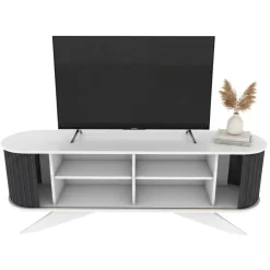 Porta TV antracite e bianco 180x43x60h cm 2 ante - Bailu